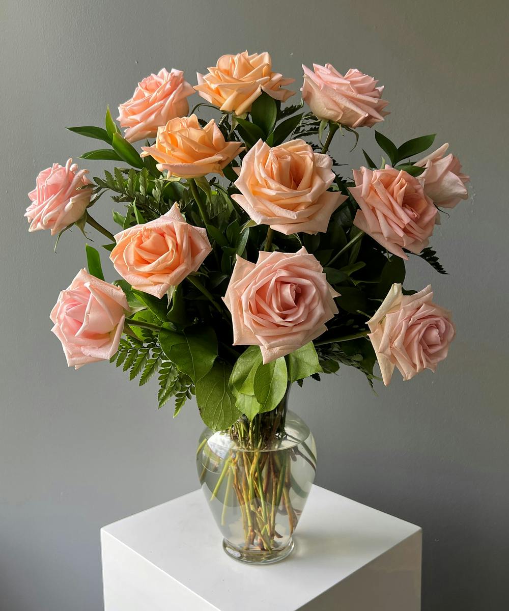 12 Peach Roses | Owings Mills & Baltimore (MD) Flower Delivery ...