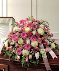 Pink & White Casket Cover