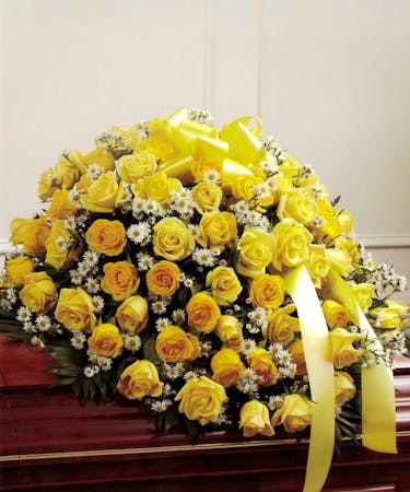 Yellow Rose Casket Cover