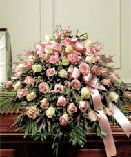 Pink & White Rose Casket Cover