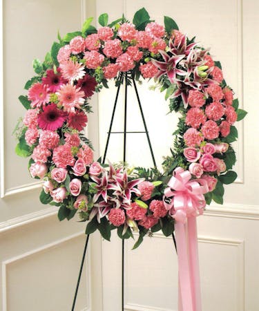 All Pink Standing Wreath