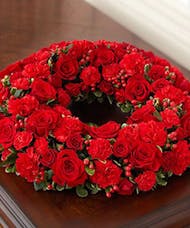 All Red Cremation Wreath