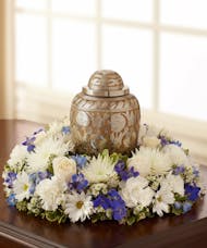 Blue & White Cremation Wreath