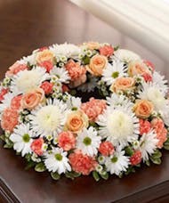 Peach, Orange & White Cremation Wreath