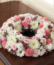 Pink & White Cremation Wreath