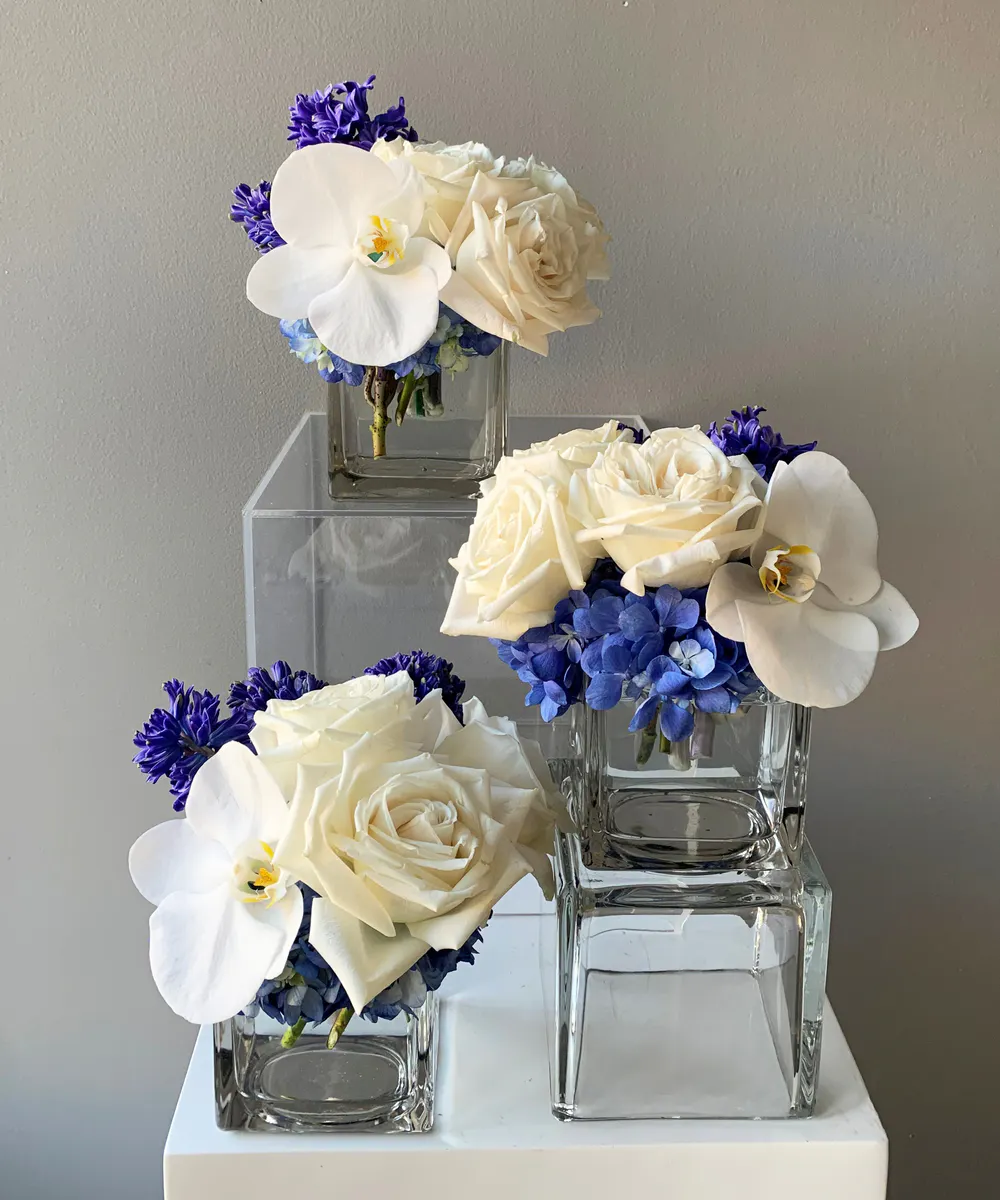 Blue and White Centerpiece Trio Baltimore (MD) SameDay Plant Delivery